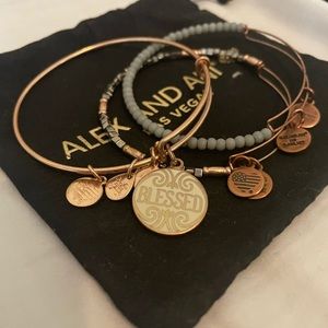 Alex and Ani rose gold bracelet set
